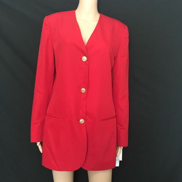 NEW Liz Claiborne Collection Vintage Red Smooth Sailing 3 Button Blazer 10 - Picture 3 of 9